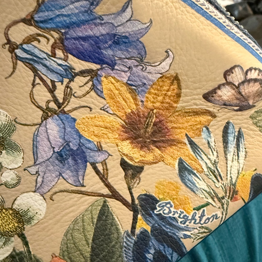 Brighton Floral zip up cosmetic/crossbody bag with waterproof liner-(no strap) - Picture 10 of 11